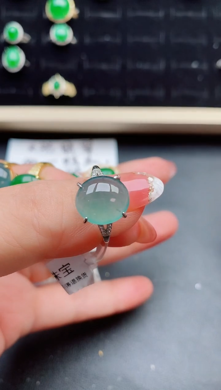 【闪购商品】翡翠戒指银S925镶嵌5858