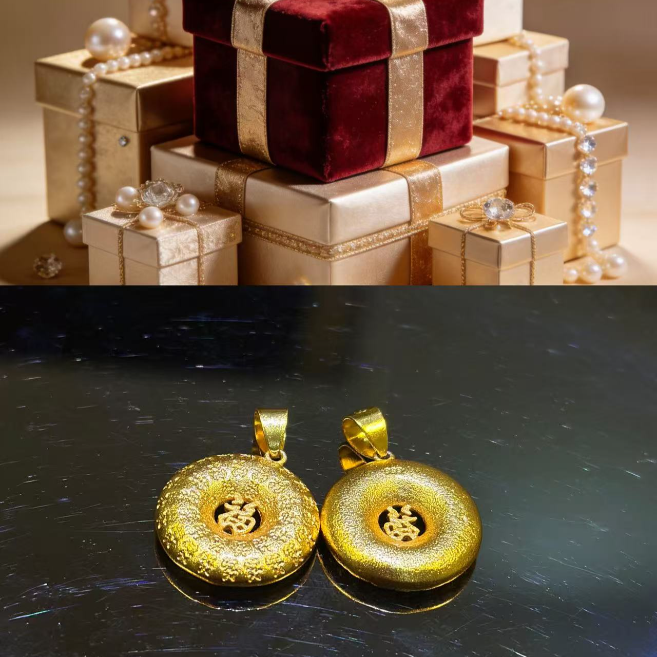  精品百福吊坠送链子带礼盒—D017