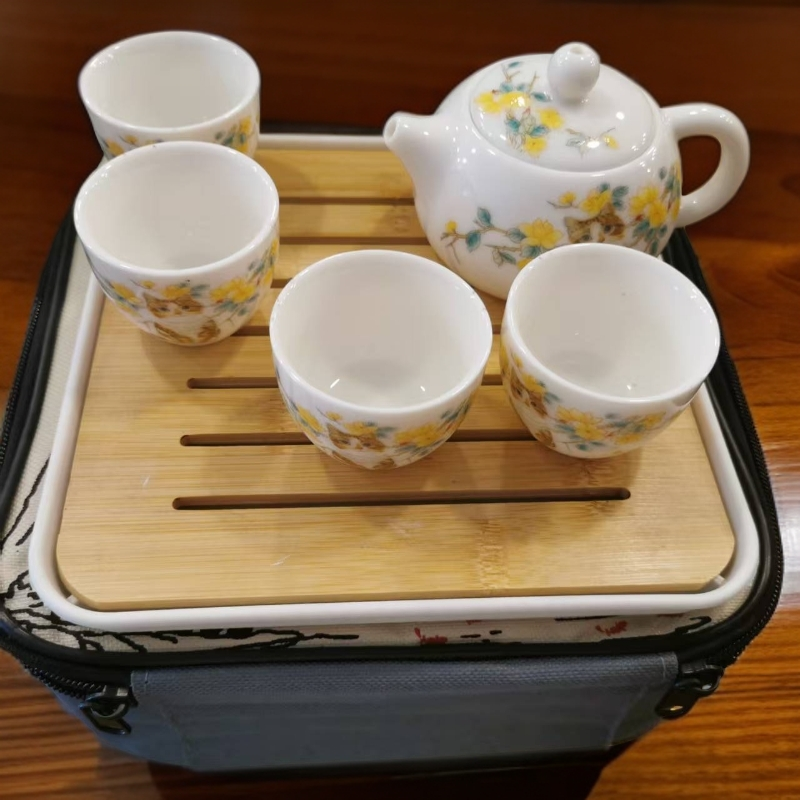 汝窑黄猫咪高档高端小套装一壶四杯西施壶功夫茶具