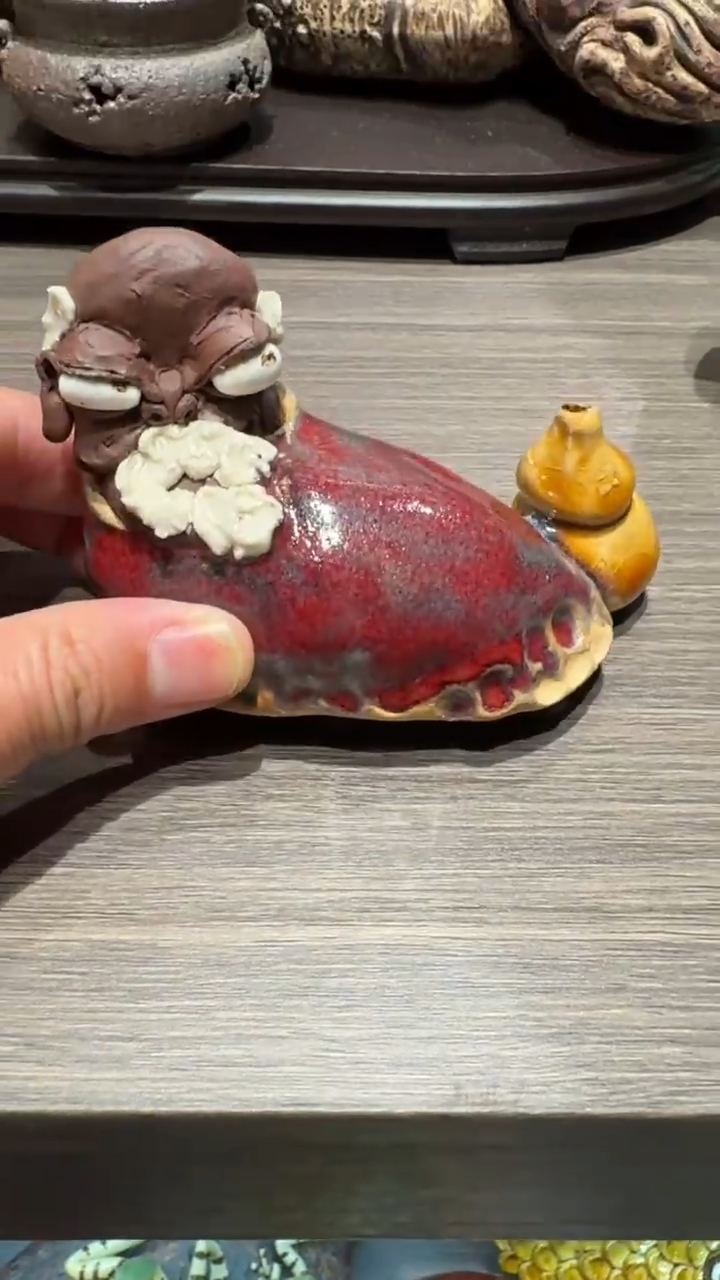 陶瓷打*鱼小人物香插一件