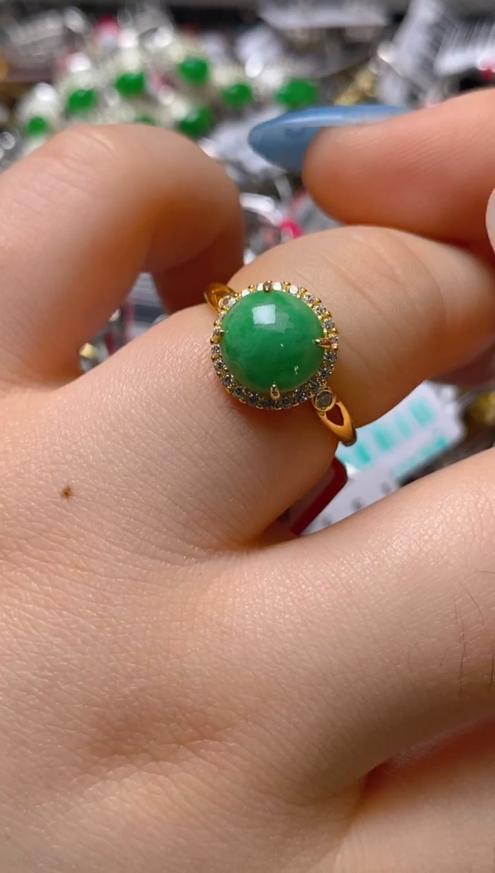 银S925镶嵌戒指翡翠百内无证书