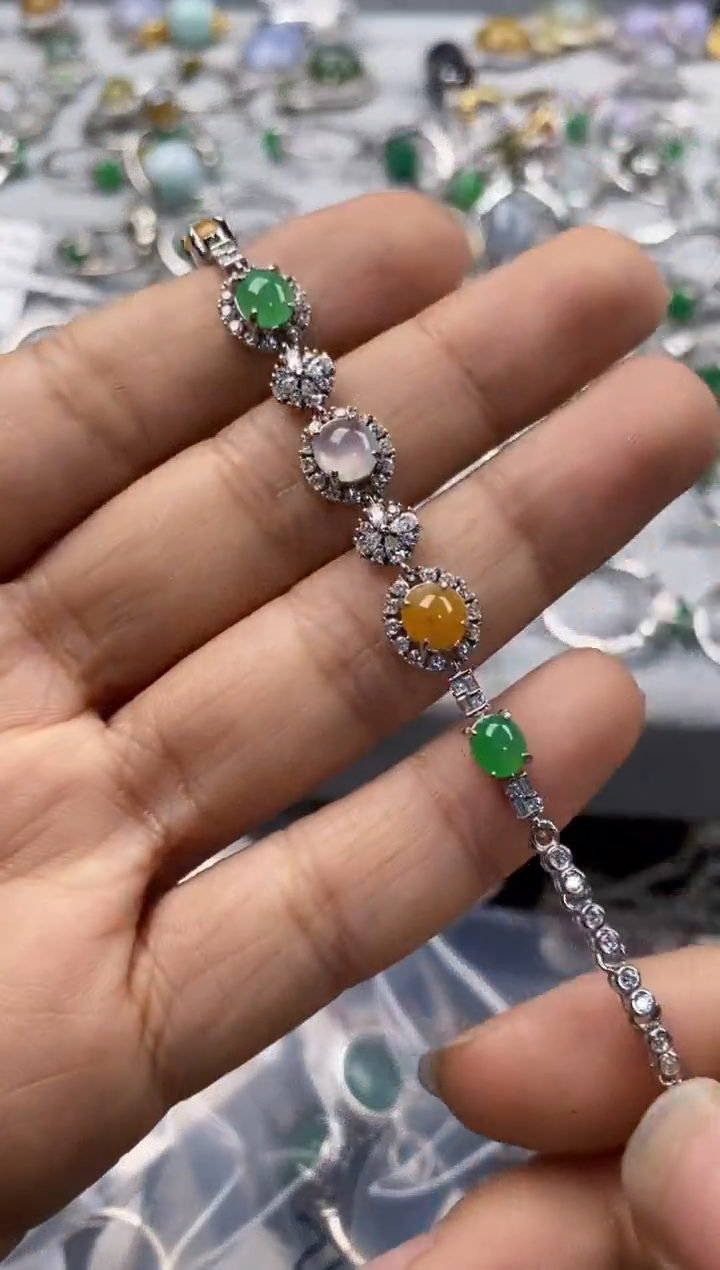 银S925镶嵌戒指翡翠555-8