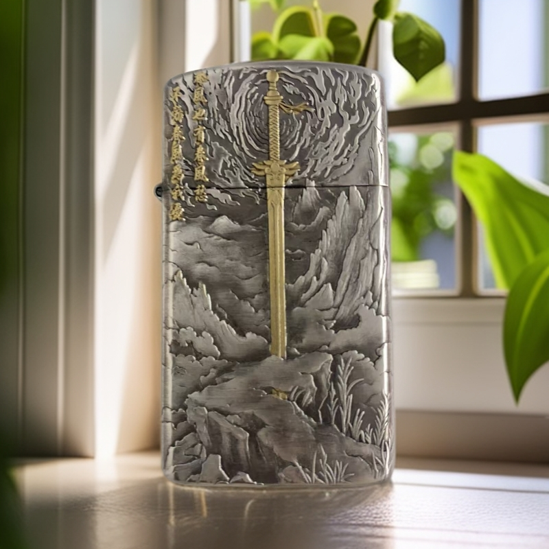 EIFFEL/埃菲尔E909S-埃菲尔镀银鎏金剑来煤油打火机