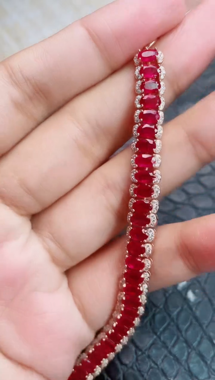 【闪购商品】红宝石手链银S925镶嵌手链