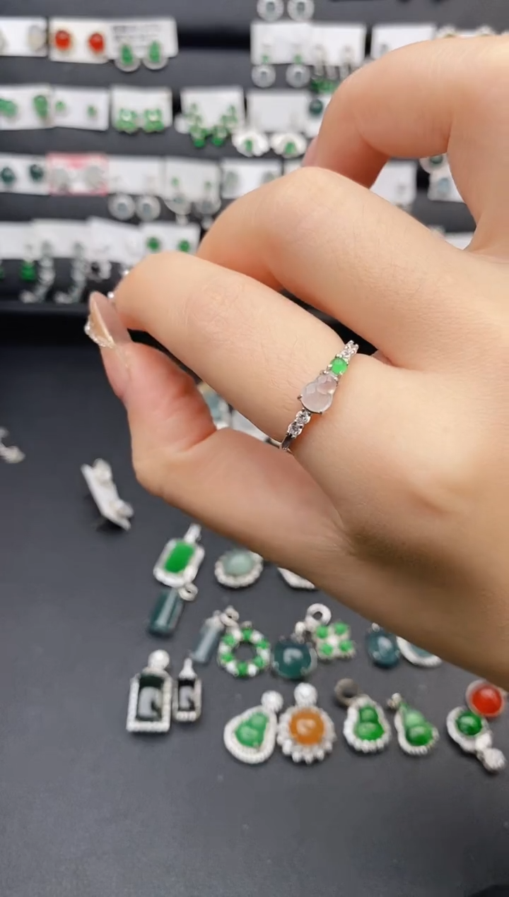 银S925镶嵌戒指翡翠0