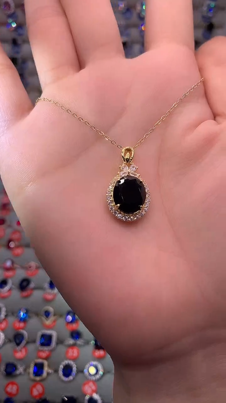 【闪购商品】蓝宝石吊坠(赠链)银S925镶嵌1111