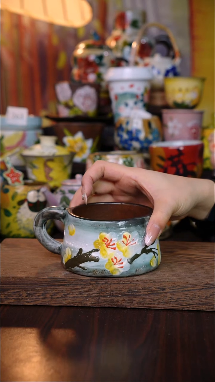 杯子陶泥垚手作 景德镇手工手绘陶瓷器物
