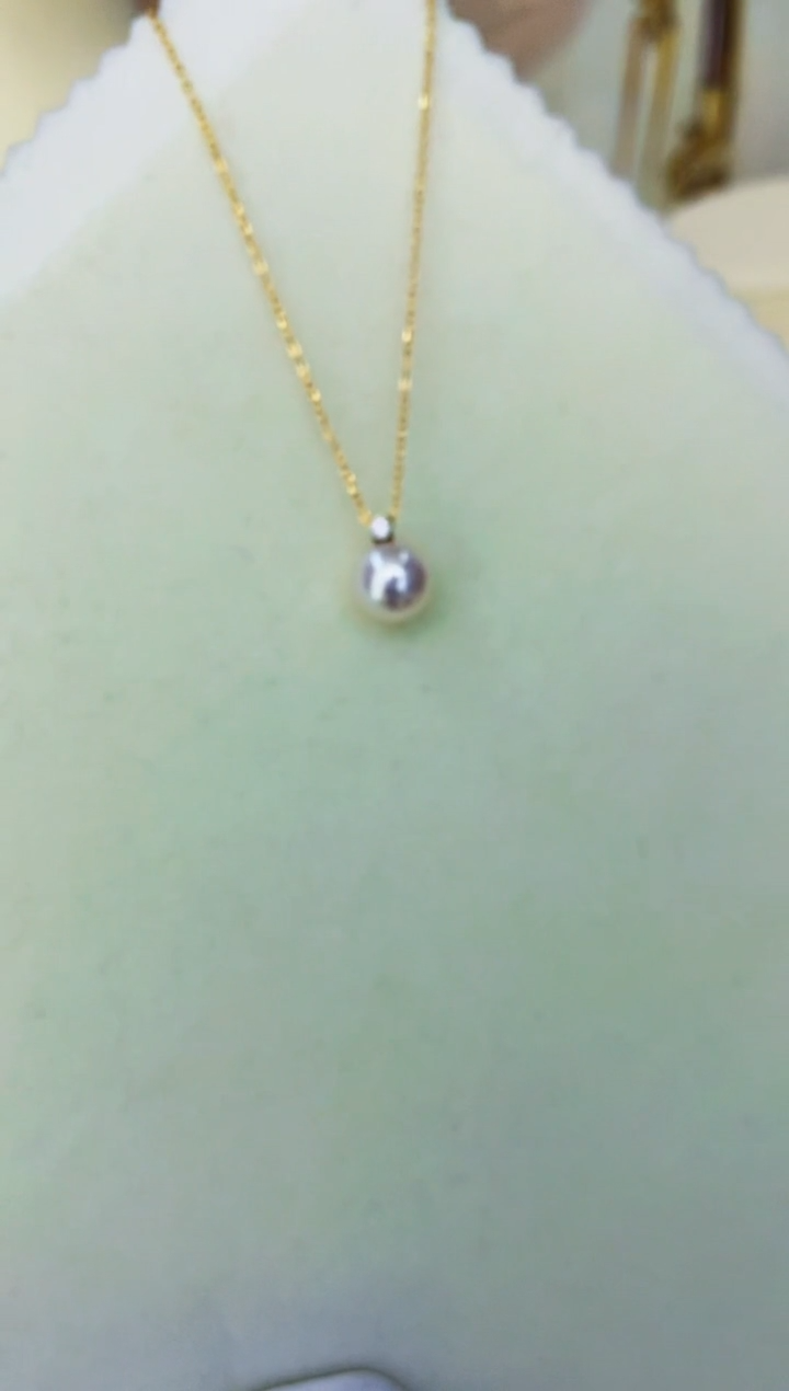 18K金镶嵌akoya王妃款吊坠海水珍珠8.5-9mm（赠链）