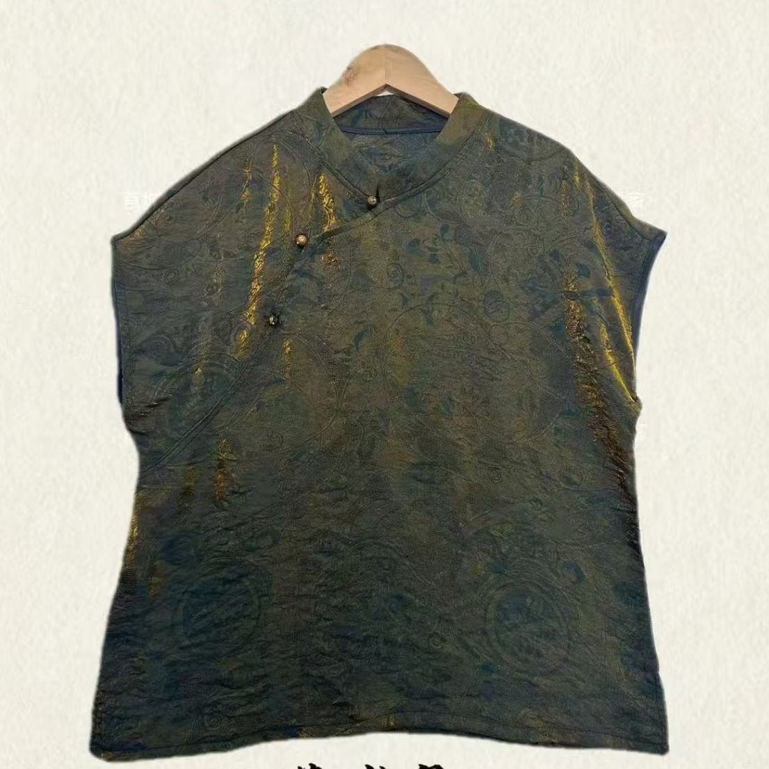 1038老钱风上衣新中式设计款斜襟小立领飞飞袖