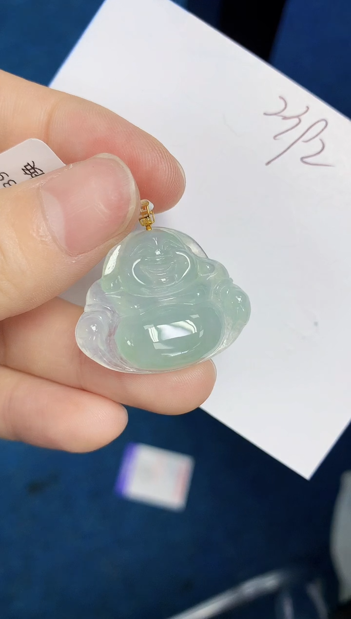 翡翠18K金镶嵌颈饰天然缅甸翡翠A货