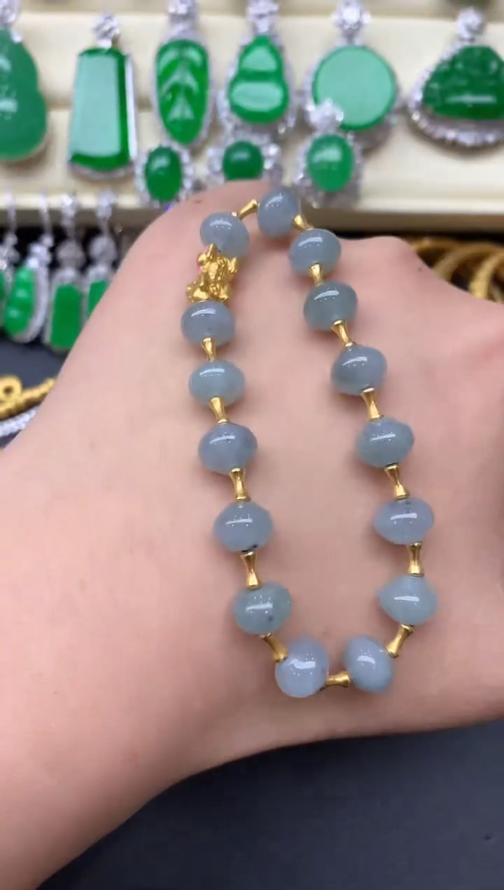 18K金镶嵌手链翡翠104-中国好珍宝