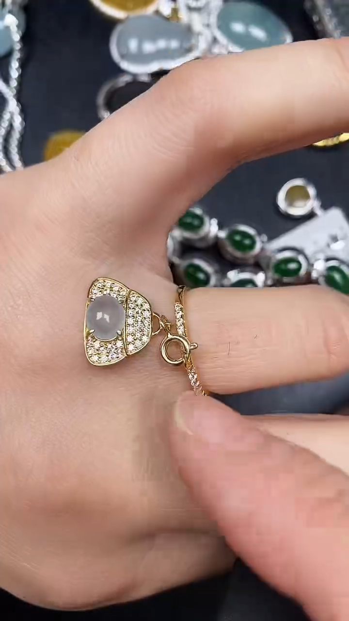 银S925镶嵌戒指翡翠8400