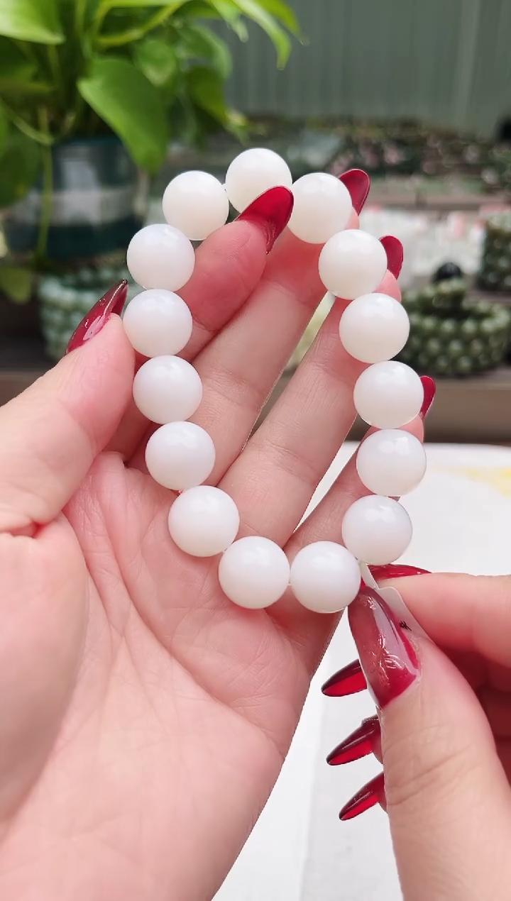 【闪购商品】和田玉手串未镶嵌纯天然新疆且末3号羊脂白玉14