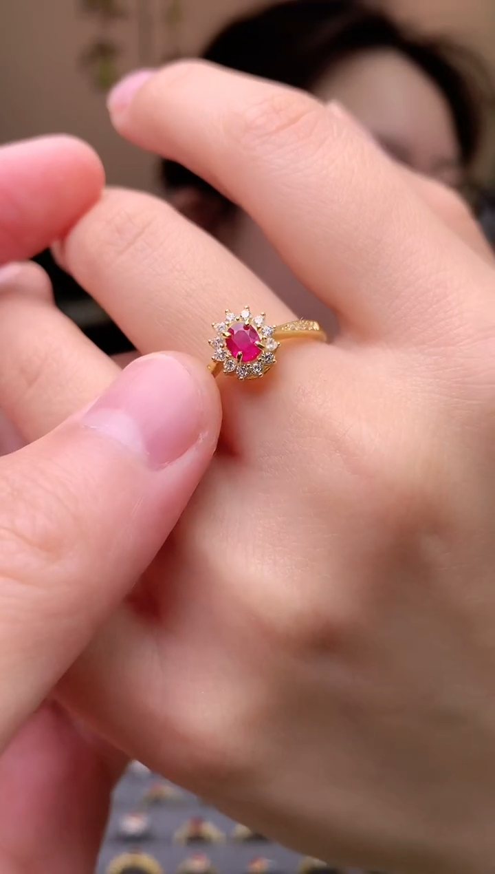 【闪购商品】红宝石戒指银S925镶嵌戒指