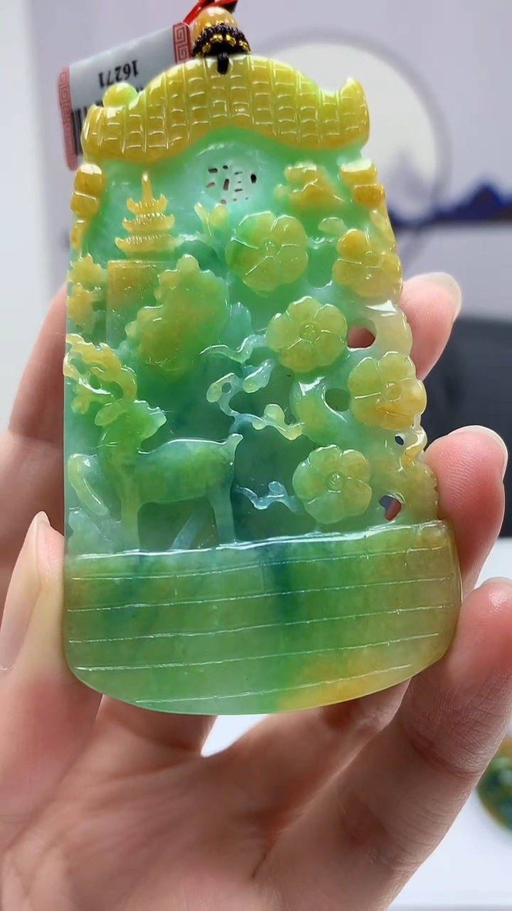 【闪购商品】定制翡翠未镶嵌4852zm-毛货赠珠链山水120