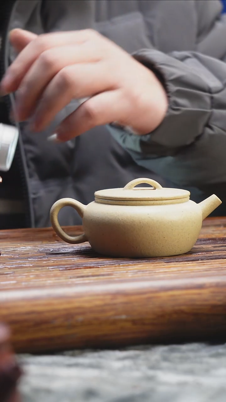 茶壶紫砂梨皮本绿光塑