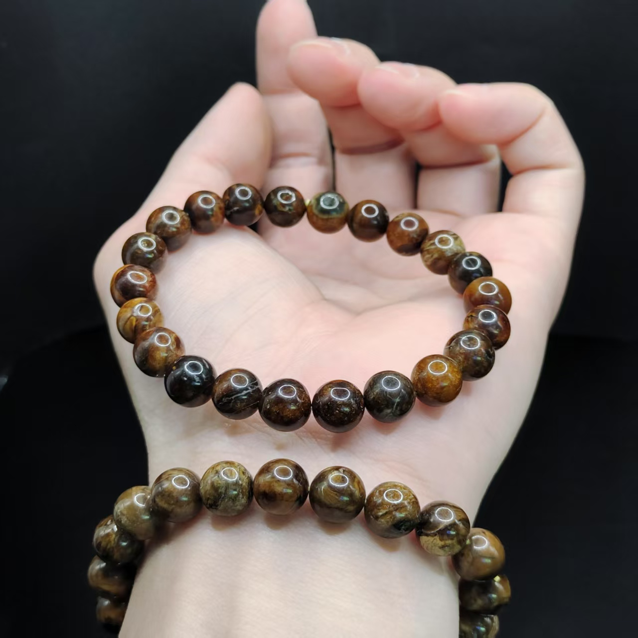 【康康严选】黑根翳琥珀珠单圈手串GS【多样性发其一】约8mm+