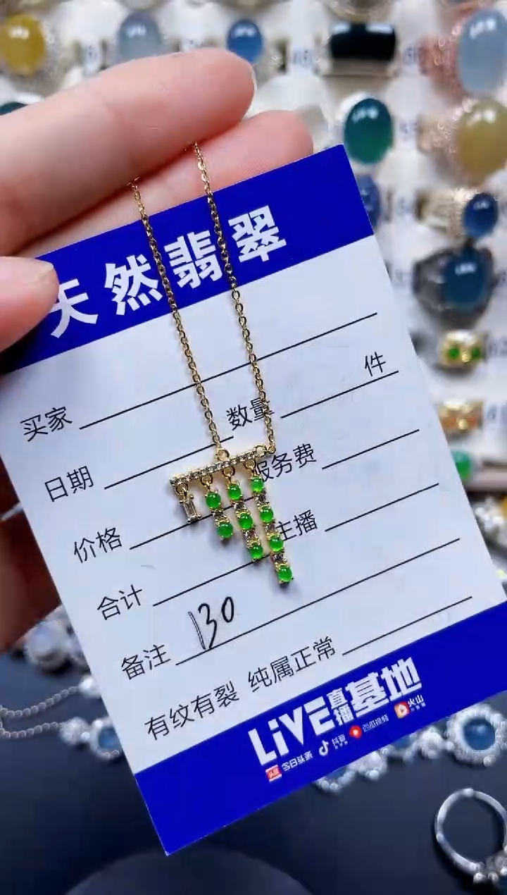 颈饰银S925镶嵌翡翠130