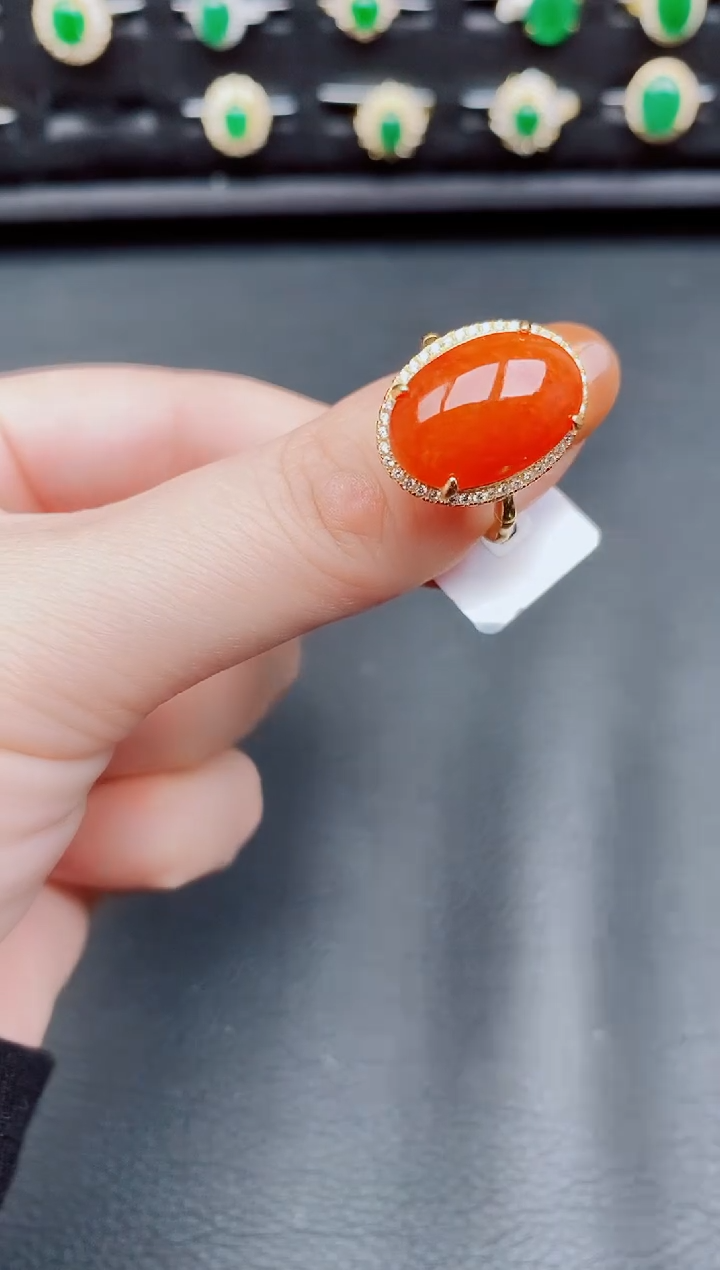 【闪购商品】翡翠戒指银S925镶嵌天然a货翡翠125