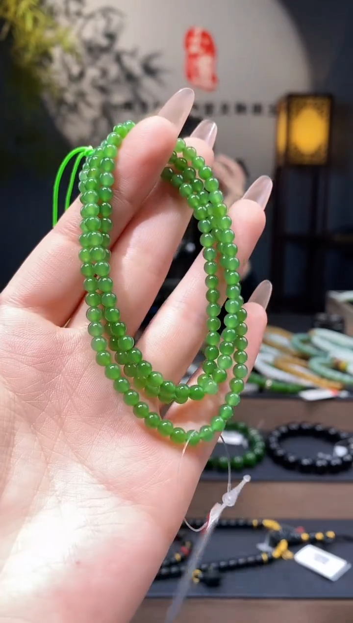 【闪购商品】玛瑙/玉髓1未镶嵌4mm碧玉圆珠108