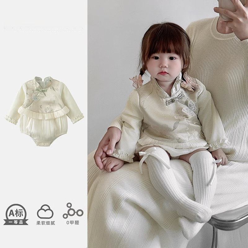 春装洋气公主包屁衣新生女宝宝衣服春秋季婴儿连体衣女婴满月爬服