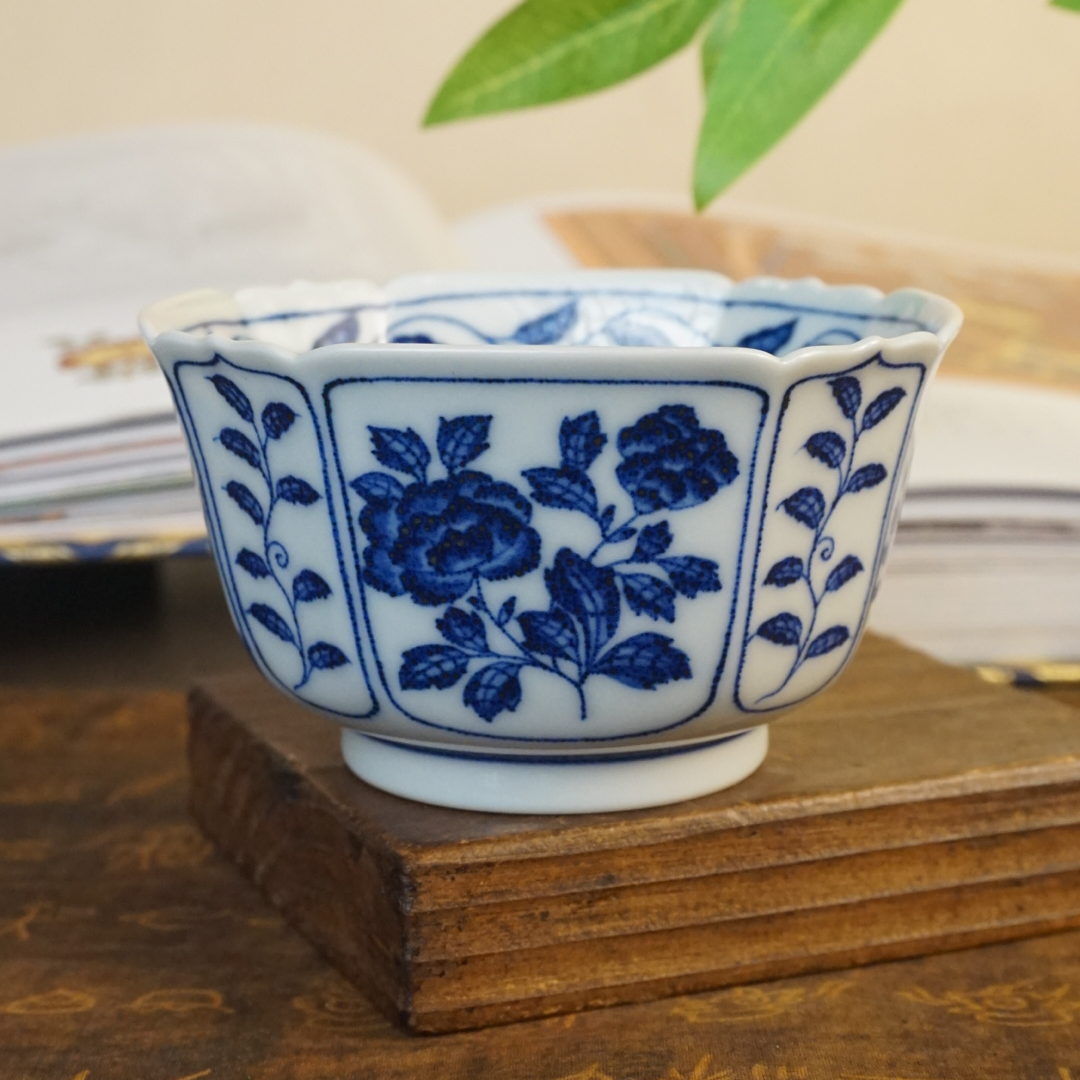 望月御品手绘青花四季花卉八方杯全手工陶瓷景德镇柴窑花纹