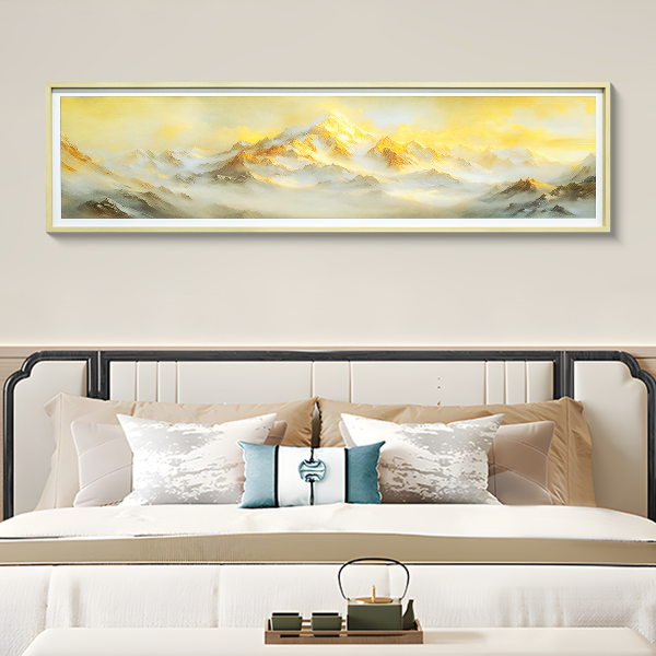 益师傅轻奢床头装饰画高级感挂画背有靠山客厅高端壁画金山40150