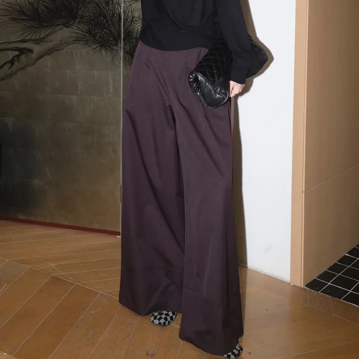 捡漏现货 CHENG.程2店【安妮】欧美风高腰阔腿裤小众百搭休闲裤子女