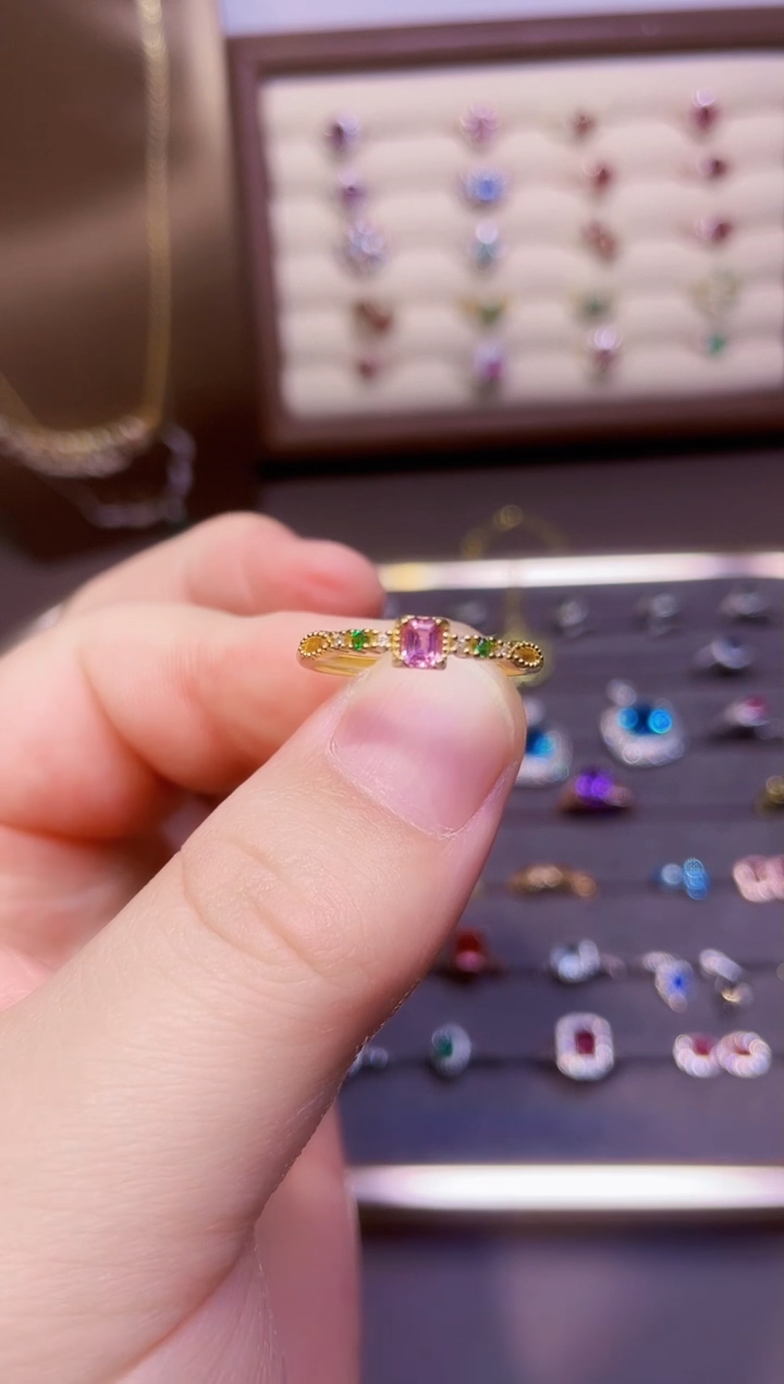 【闪购商品】彩色蓝宝石戒指银S925镶嵌一枚