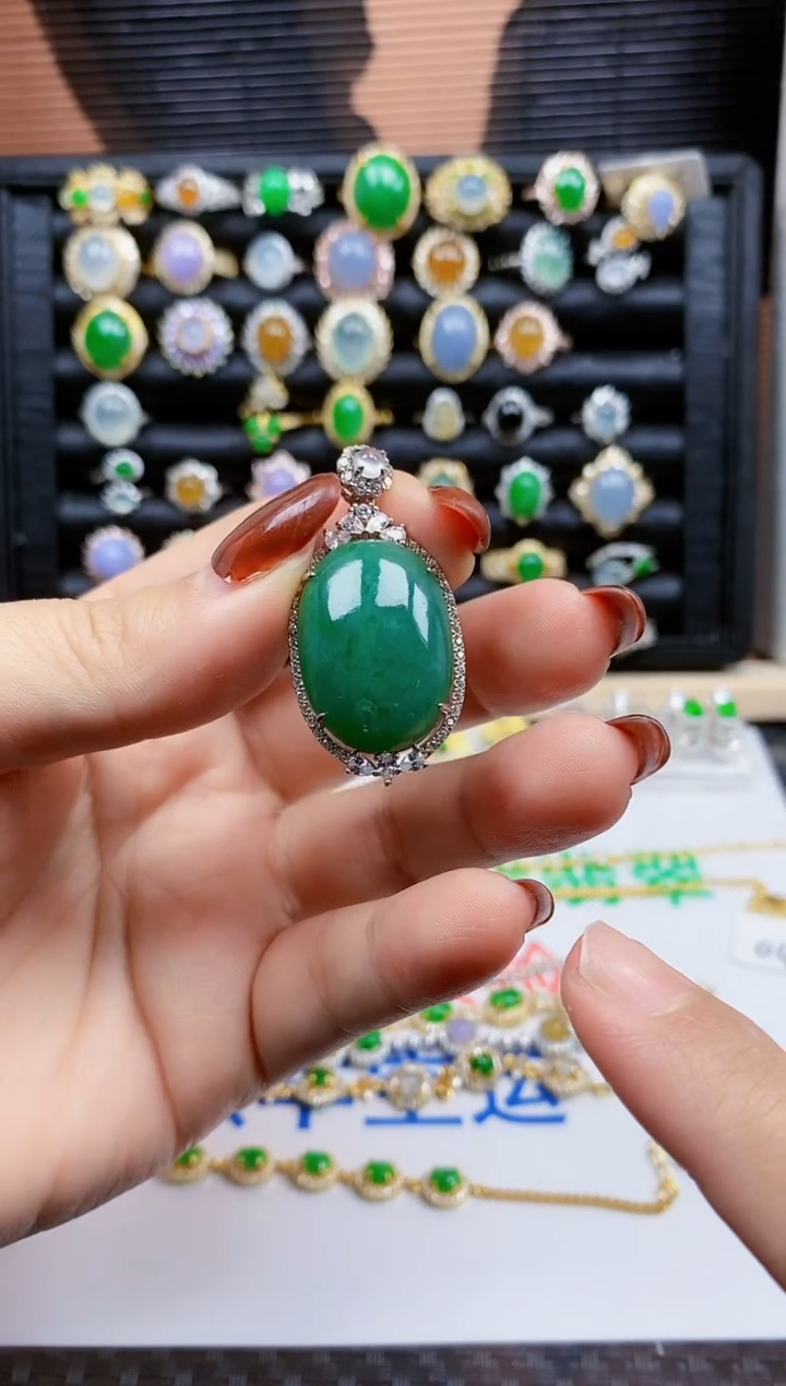 银S925镶嵌戒指翡翠149