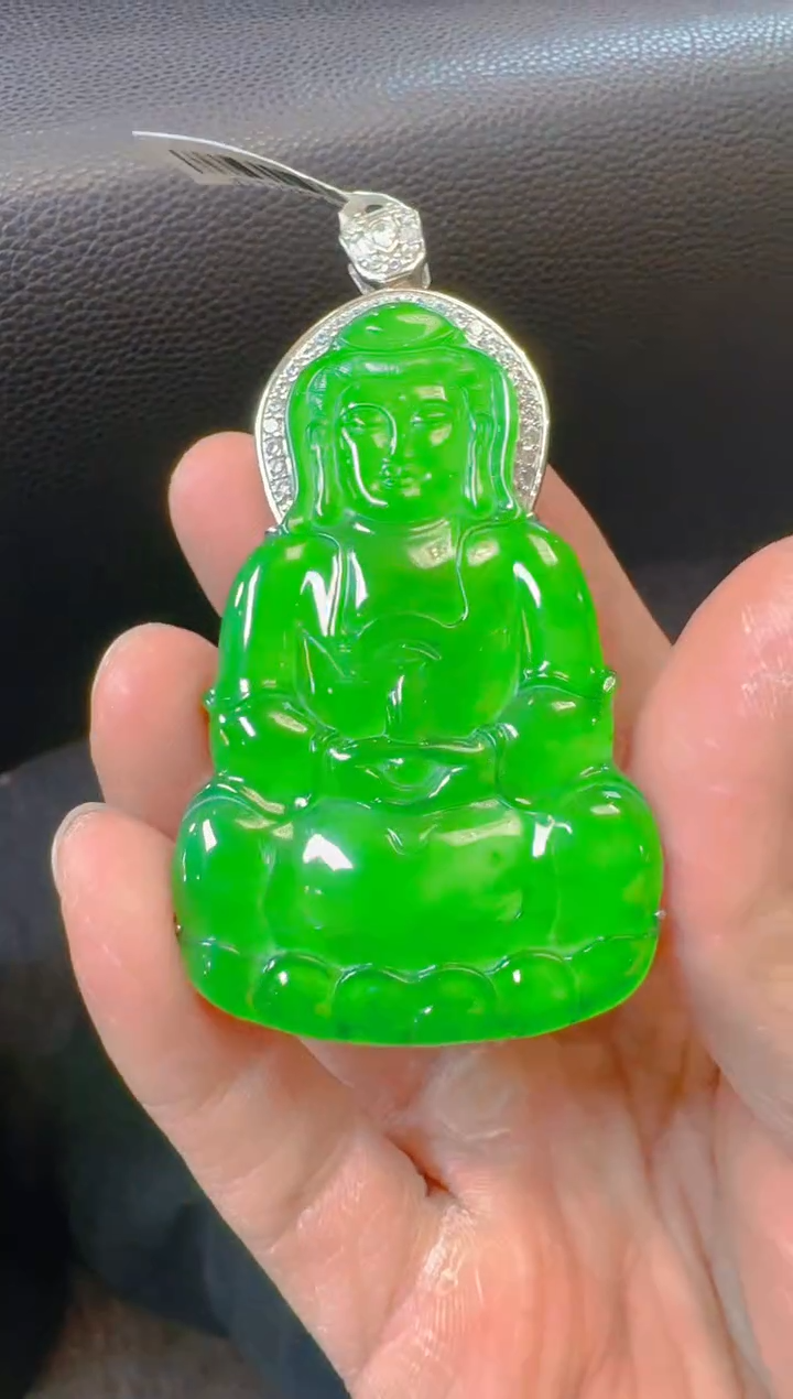 吊坠(赠链)银S925镶嵌翡翠天然A货翡翠