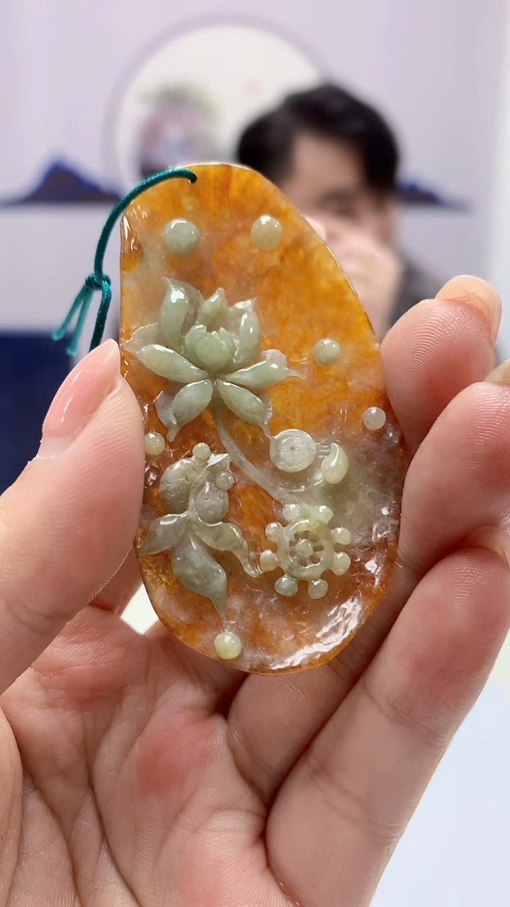 【闪购商品】定制翡翠未镶嵌5060ms-毛货荷叶鱼21