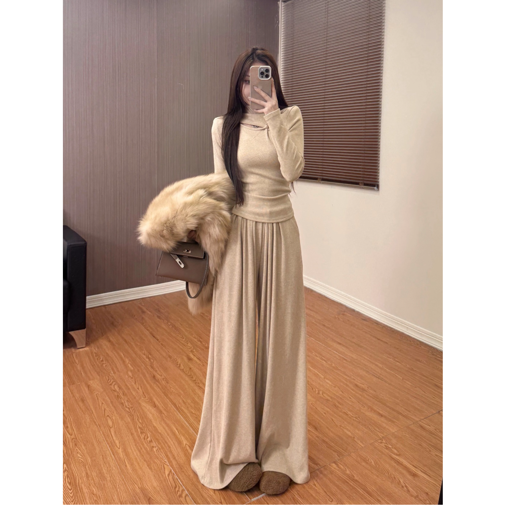 Molly定制”冬日特调“休闲纯欲千金风高腰气质显瘦套装MK86052