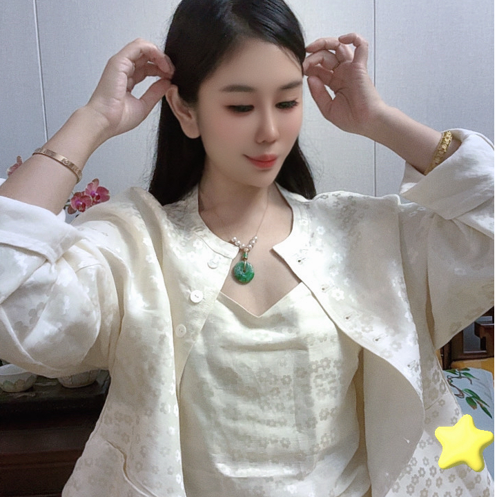【福宝推荐】桑蚕丝亚麻 短款新中式休闲风短外套开衫 （建议干洗）
