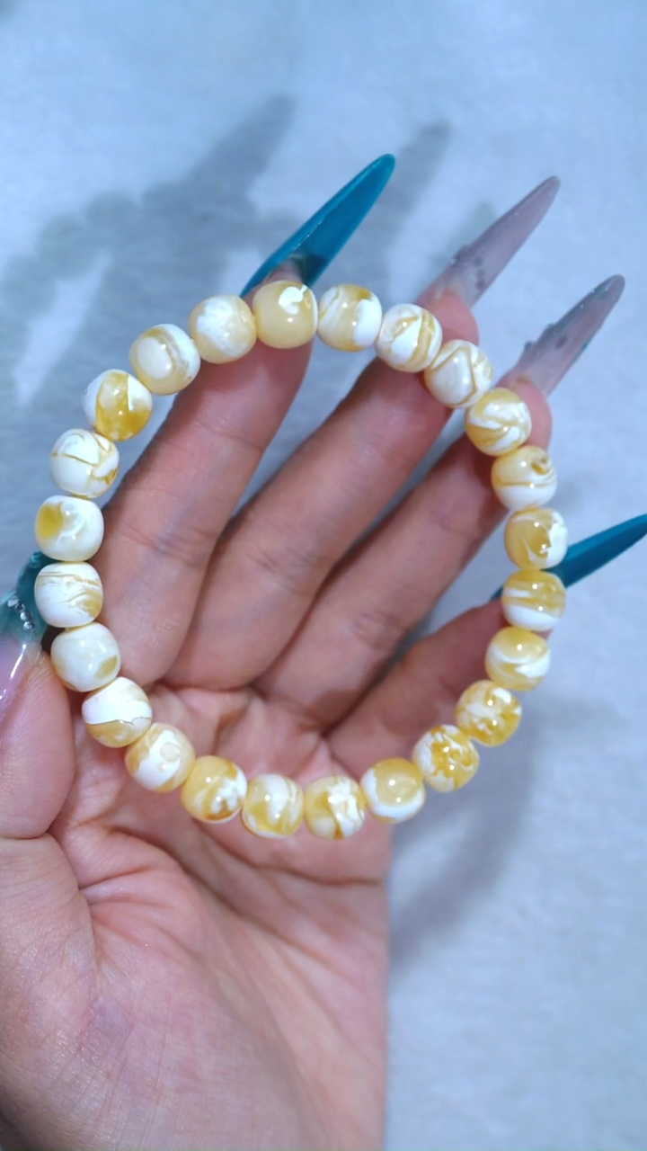 手链琥珀未镶嵌典藏级9mm金漆瓷白妖孽拉丝天花板