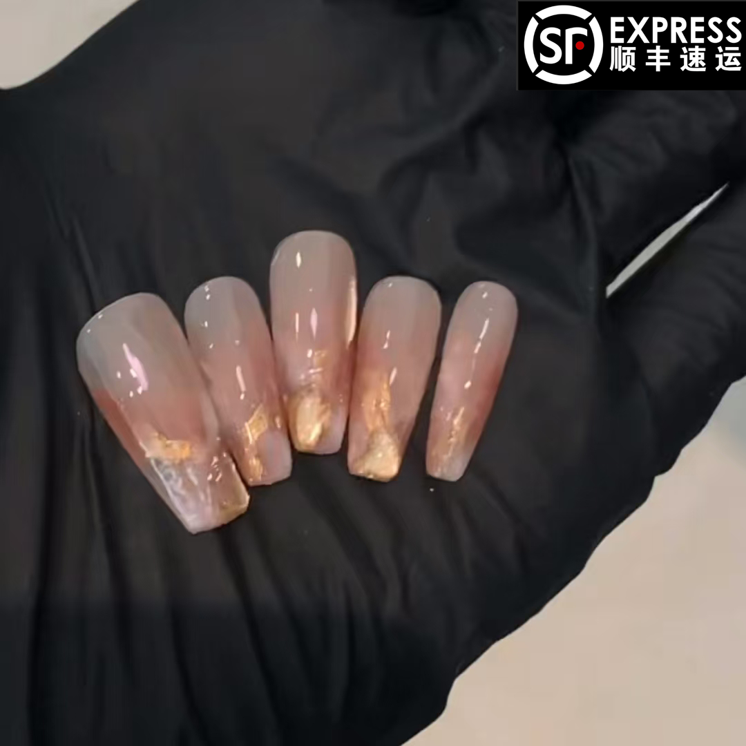 【错彩缕金】纯手工制作气质百搭双色渐变可拆卸穿戴甲