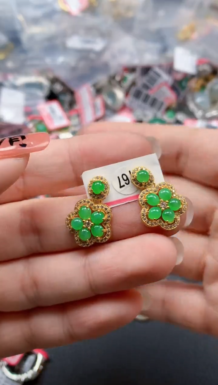 银S925镶嵌戒指翡翠天然A货缅甸翡翠