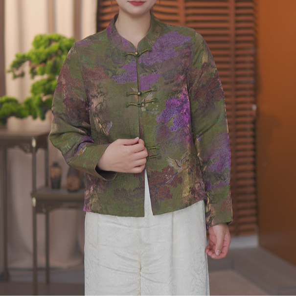 2026春款香云纱外套女盘扣真丝短款新中式酷飒洋气上衣中国风