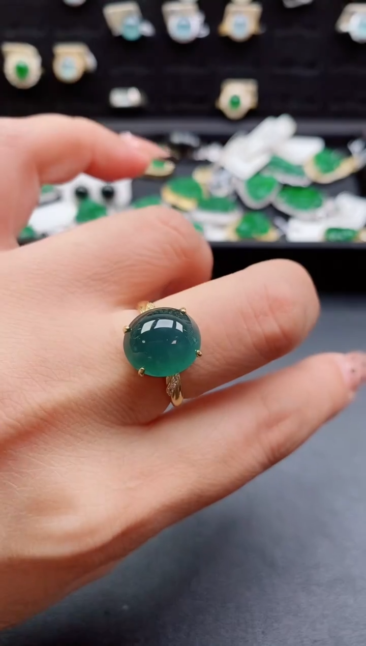 银S925镶嵌戒指翡翠1