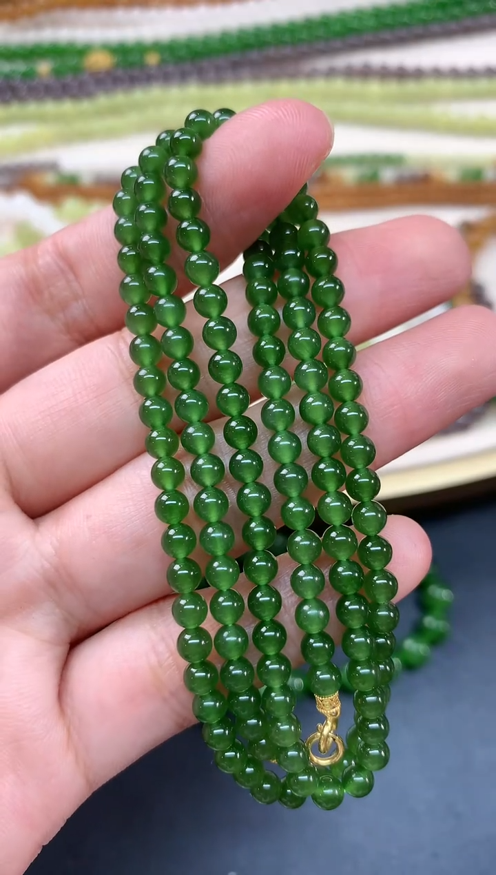 【闪购商品】和田玉珠链18K金镶嵌A57|1680