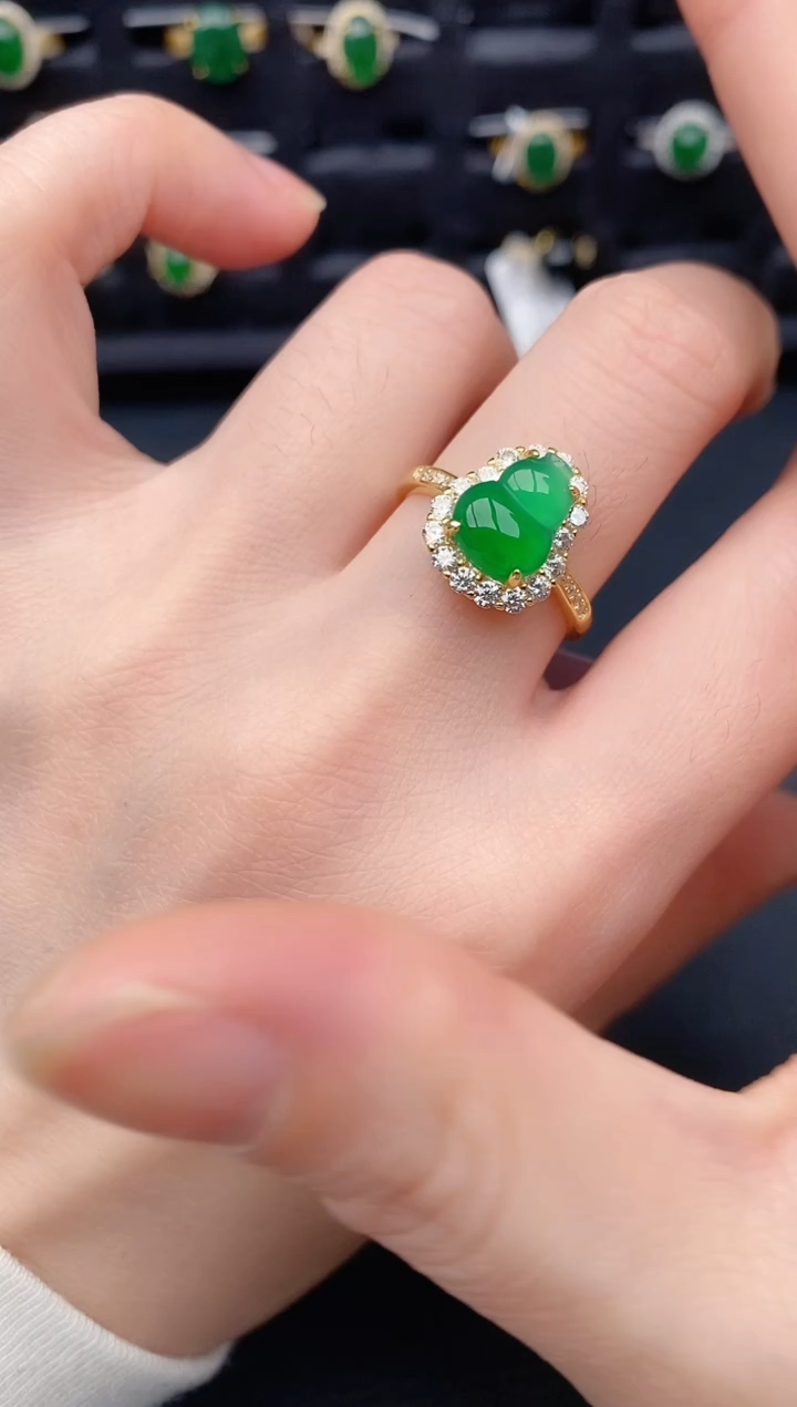 银S925镶嵌戒指翡翠天然a货翡翠154