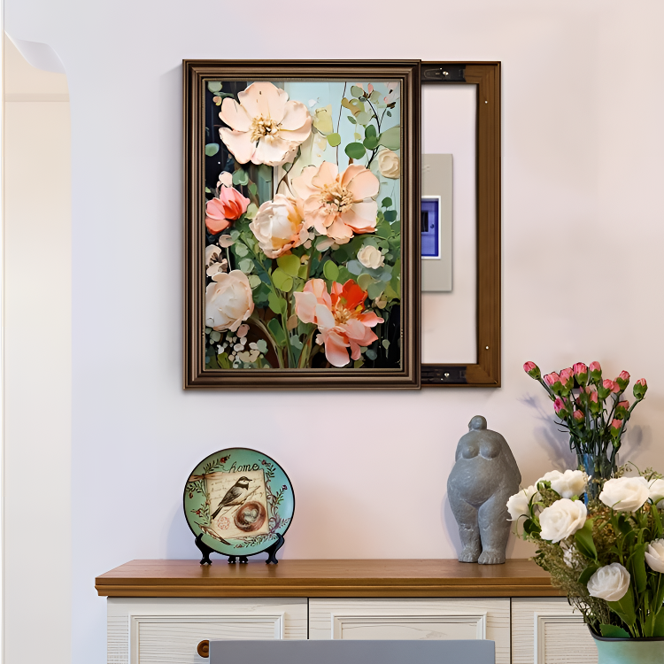 美式电表箱装饰画竖款轻奢高级感配电箱遮挡挂画电闸箱壁画