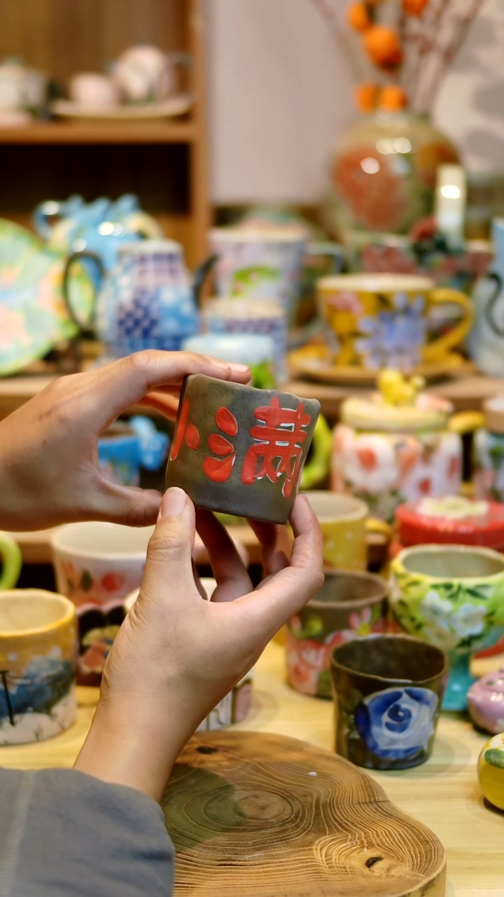 瓷片设计师款手绘釉下五彩陶瓷 