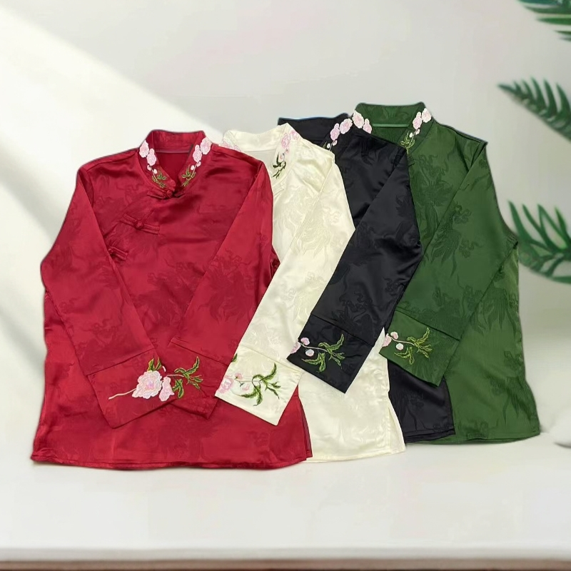 2639多色国风提花刺绣衫女士