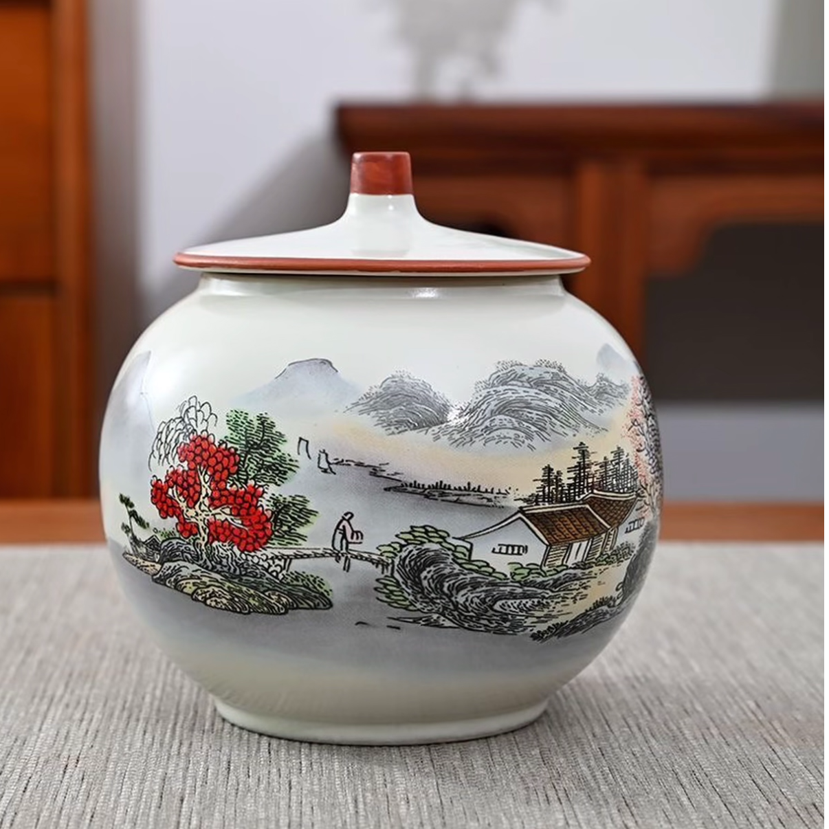 圆满罐【山水人家】茶叶罐