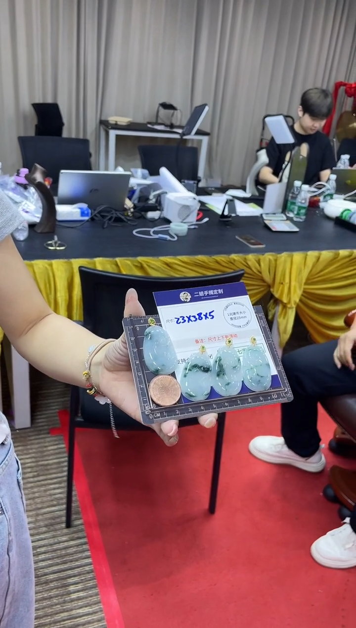 翡翠挂件18K金镶嵌如意FL11多样性发其一CP配绳