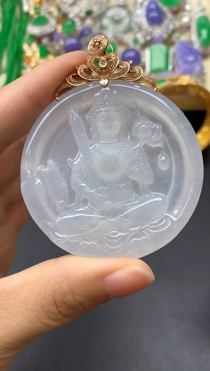 颈饰18K金镶嵌翡翠368-中国好珍宝