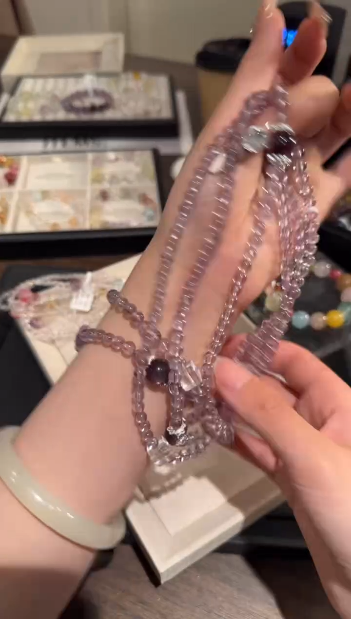 水晶手链合金紫水晶双圈x1628