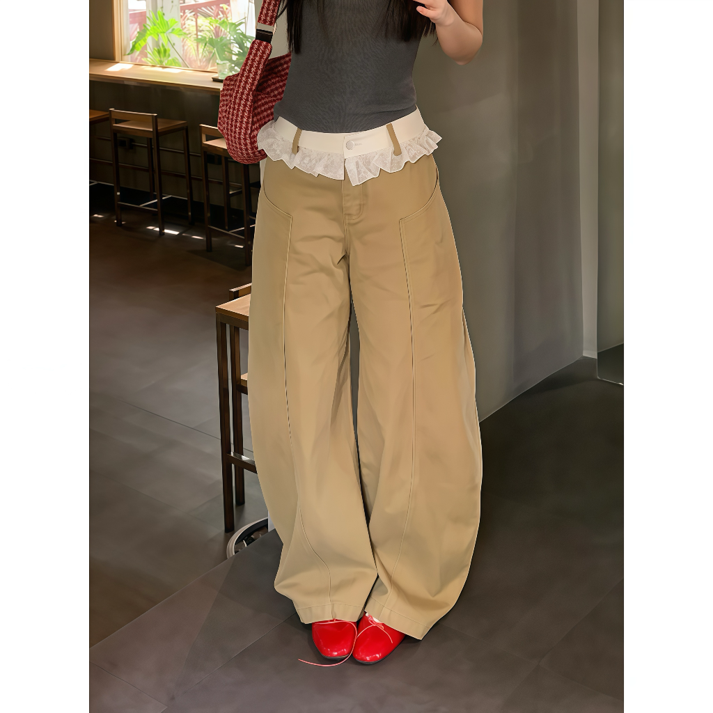 【花季少女】春夏炸街显瘦宽松弯刀裤设计感时尚牛仔裤休闲裤20714