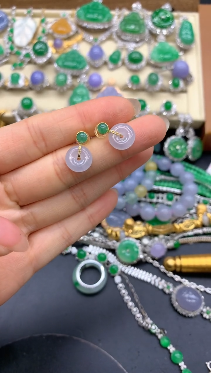 【闪购商品】翡翠耳饰18K金镶嵌130-中国好珍宝